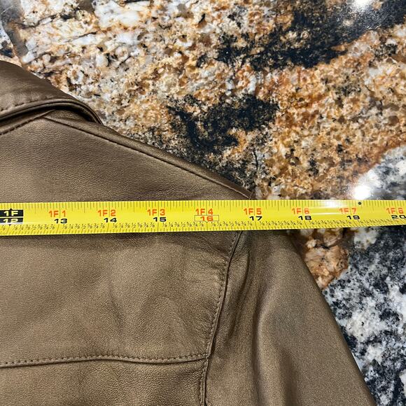 CAbi Metallic Gold Leather Blazer Jacket - SIZE 8 - Picture 10 of 11